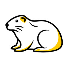 Naklejka premium Cartoon groundhog with yellow accents sitting calmly. Festive mood and joy concept. Ideal for festive materials, illustrations, and decor