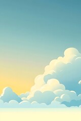 Fototapeta premium A serene sky with soft, fluffy clouds and a gradient sunrise.