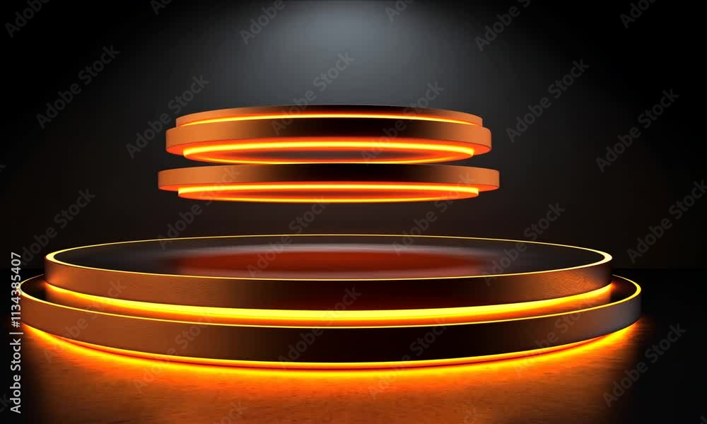 Aufkleber illuminated double-layered circular platform in dark setting