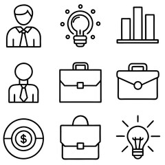 set of Business related icons with editable lines