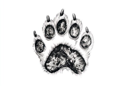 recommend clip art: Black and white bear paw print illustration.