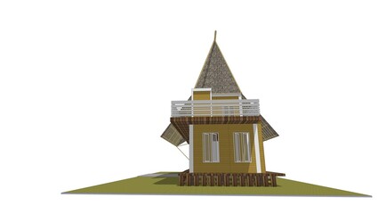 This is the design illustration of a homestay in a tropical area.