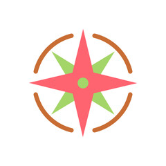 wind rose icon, , suitable for designs related to astrology, cardinal directions, compapass etc. Isolated white background editable, eps 10