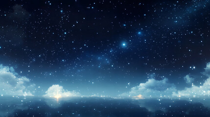 Fototapeta premium A serene starry night sky depiction, with delicate cloud formations hinting at the vastness of the universe