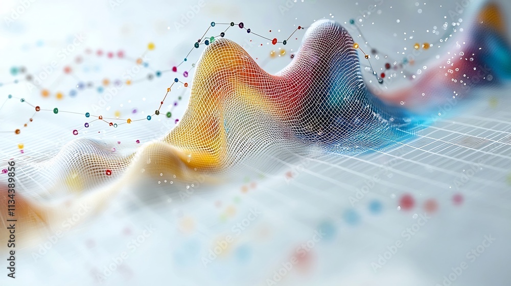 Poster colorful scatter plot representing dynamic business data analysis and insights