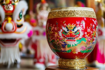 Chinese traditional drum, Tanggu, used for Chinese lion dance.