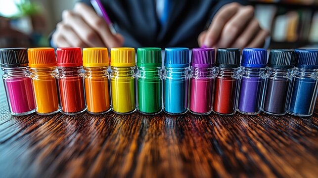 Business Analyst Reviewing Digital Risk Assessment Report with Colorful Markers