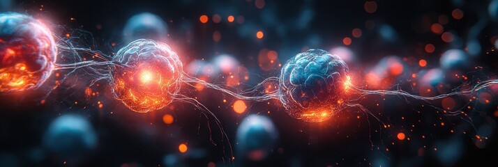 Obraz premium Abstract flowing designs neural signal pathways with dynamic lines, glowing gradients