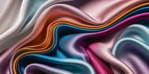 Abstract Colorful Fabric Texture Waves of Silk Design Art Background