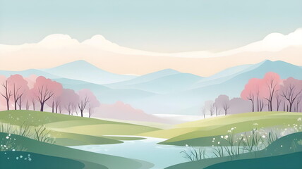 Abstract Background with landscape in early spring
