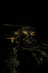 A night city view from the plane