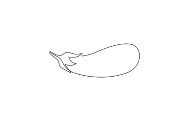 Eggplant in continuous line art drawing style. Aubergine fruit black linear sketch isolated, One continuous line drawing eggplant vegetable. eggplant single line illustration.