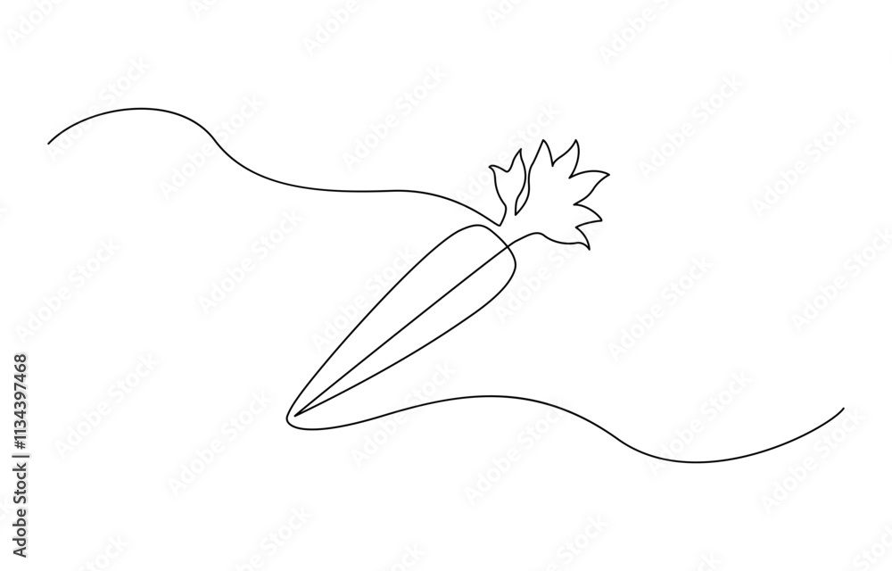 Poster simple carrot in continuous one line art drawing design, continuous one line drawing of isolated car
