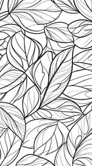 Abstract Black and White Leaf Pattern