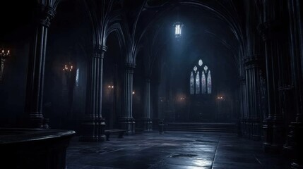 Fototapeta premium A glimpse into the eerie allure of a dimly lit gothic space.