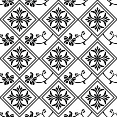 Abstract floral seamless pattern. Black and white. Vector background.