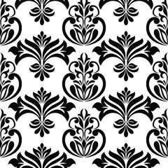 Abstract seamless luxury pattern. with Leaf. Black and white. Flower ornament. Vector background.