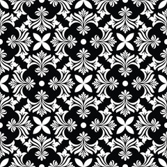 Abstract seamless pattern. Black and white ornament floral. Modern stylish texture repeating. Vector background.