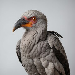 Obraz premium An Indian grey hornbill sitting with its head tilted curiously, isolated on a white background.