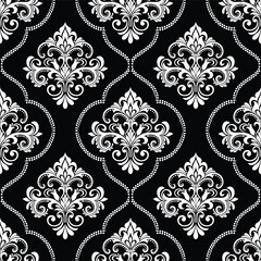 Abstract geometric floral seamless pattern. Black and white ornament. Modern stylish texture repeating. Vector background.