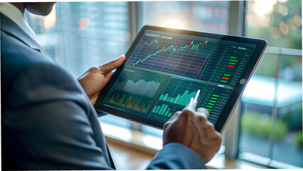 Close Up Laptop Displaying Eco Friendly Financial Dashboard with Green Analytics for Digital Sustainability in Finance