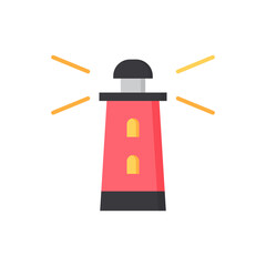 icon  lighthouse,lighthouse beams reflecting on ocean waves. Perfect for travel, maritime, or coastalthemed designs and marketing materials. Isolated white background editable, eps 10