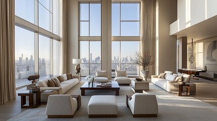 Interior Design Illustration Featuring Modern Furniture and Stylish Decor Elements