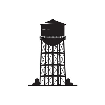 water storage tower silhouette vector illustration