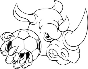 Rhino or Rhinoceros Soccer Mascot