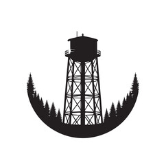 water storage tower silhouette vector illustration