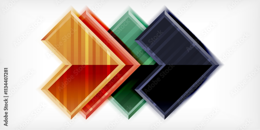 Poster Arrow symbols created with 3d effects and line texture geometric abstract background