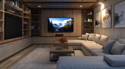 Fototapeta premium Interior Design Illustration Featuring Modern Furniture and Stylish Decor Elements