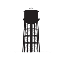 water storage tower silhouette vector illustration