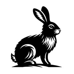 Obraz premium Rabbit silhouette vector, Vector illustration black and white