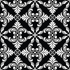 Abstract floral seamless pattern. Black and white. Vector background.