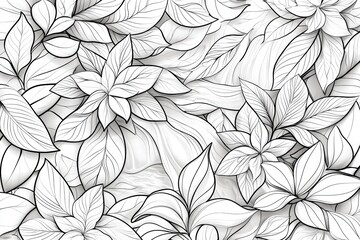 Monochrome Tropical Leaves Pattern.