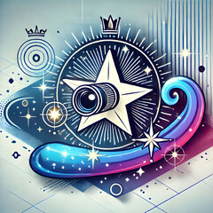 Fototapeta premium Flat Glossy Holographic Background With Glowing Crowns Signifying Reyes Magos For Advertising And Magazine Banners