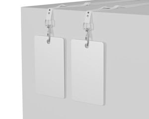 ID card Mockup, Blank Employee ID Badge, White Corporate name Id card, rectangular card, 3d rendered Isolated on Light Background