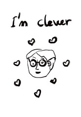 I’m clever portrait sketchy ink drawing hand drawn affirmation printable art for download