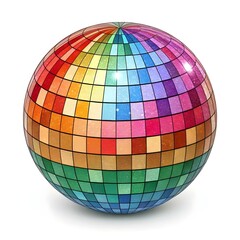 Obraz premium Shiny disco ball halftone with sparkling reflections isolated on white background for party and celebration