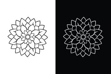 Minimalist Dahlia Flower Outline. Artistic Line Art for Icon Designs