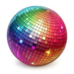 Obraz premium Shiny disco ball halftone with sparkling reflections isolated on white background for party and celebration
