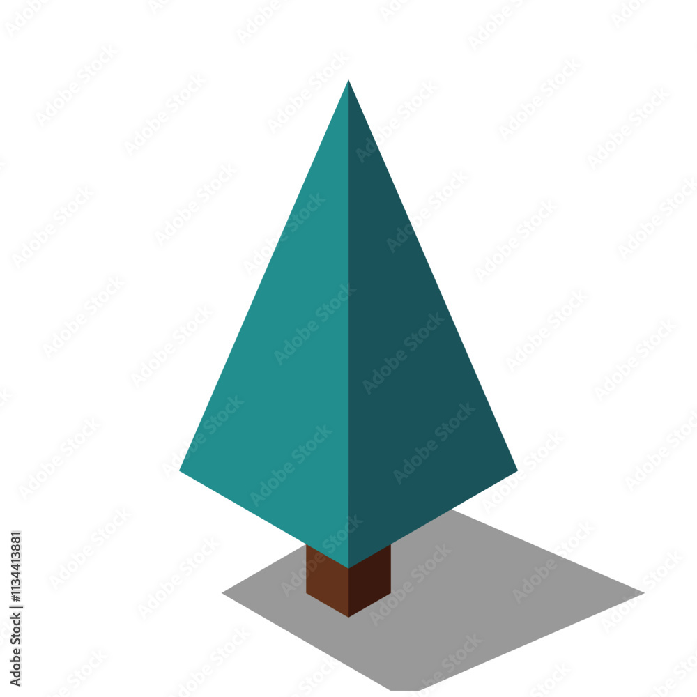 Poster isometric vector tree at night. tree isometric elements. isometric tree element for landscape design