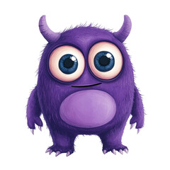 Fototapeta premium Adorable Purple Monster with Big Eyes