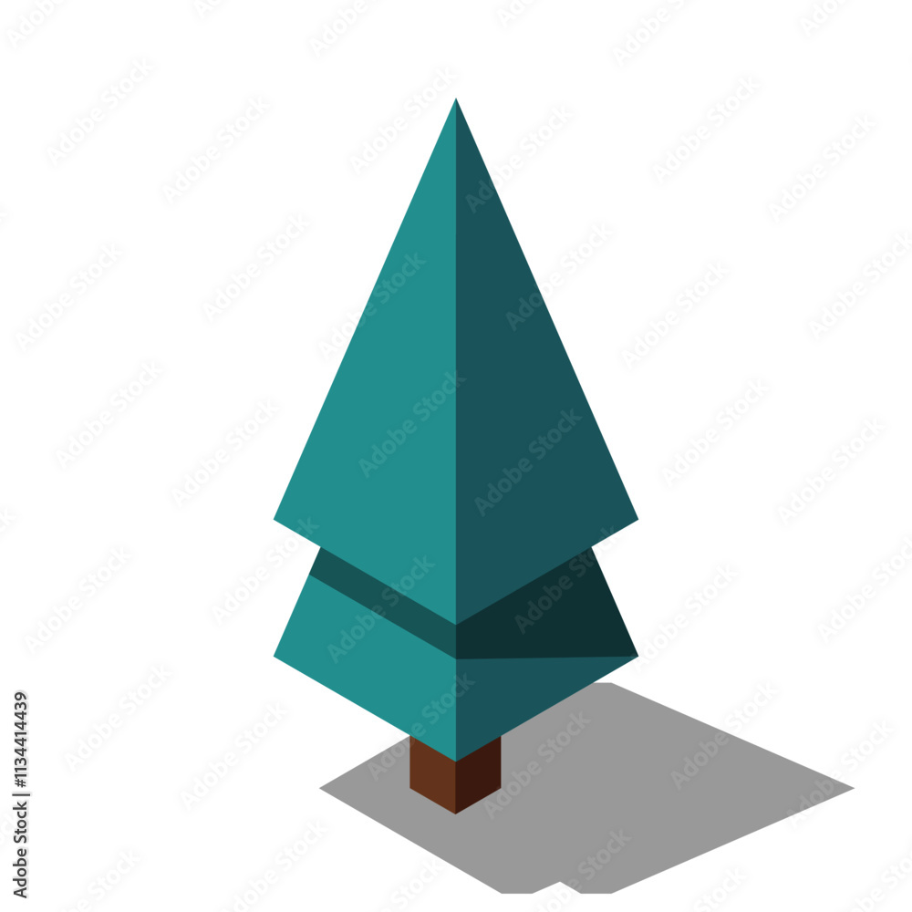 Poster isometric vector tree at night. tree isometric elements. isometric tree element for landscape design