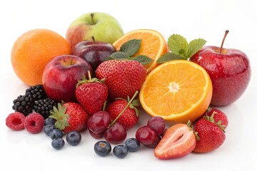 Fruit and vegetables isolated on white background
