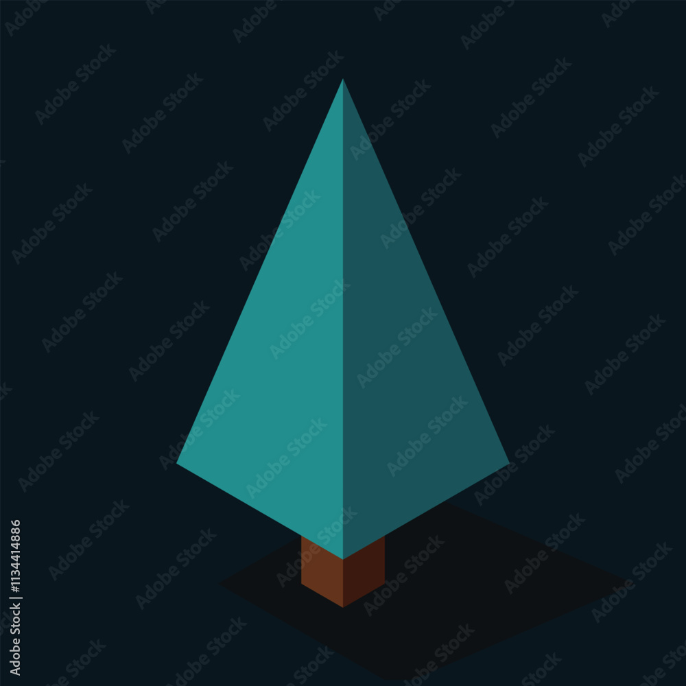 Poster isometric vector tree at night. tree isometric elements. isometric tree element for landscape design