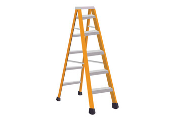 Multifunctional folding ladder. Aluminum step leader vector illustration.
