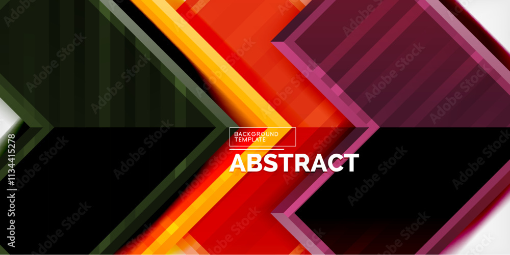 Poster Arrow symbols created with 3d effects and line texture geometric abstract background