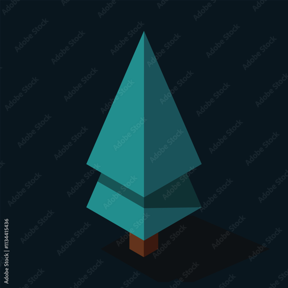 Poster isometric vector tree at night. tree isometric elements. isometric tree element for landscape design
